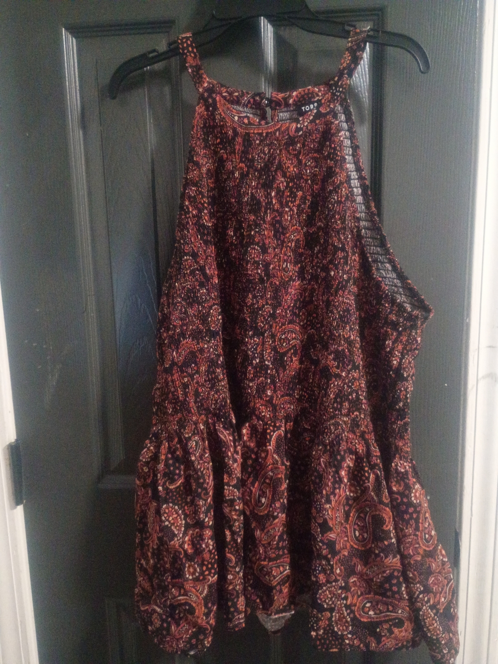 TORRID Black & Rust Paisley Tiered Mini Skirt Size #1